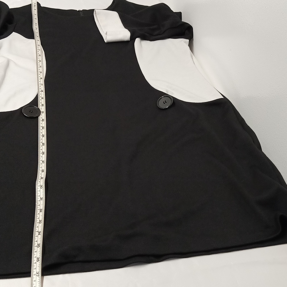 Tiana B. 3/4 sleeves scoop neck chic midi dress women's size X-large black&white - Picture 10 of 12